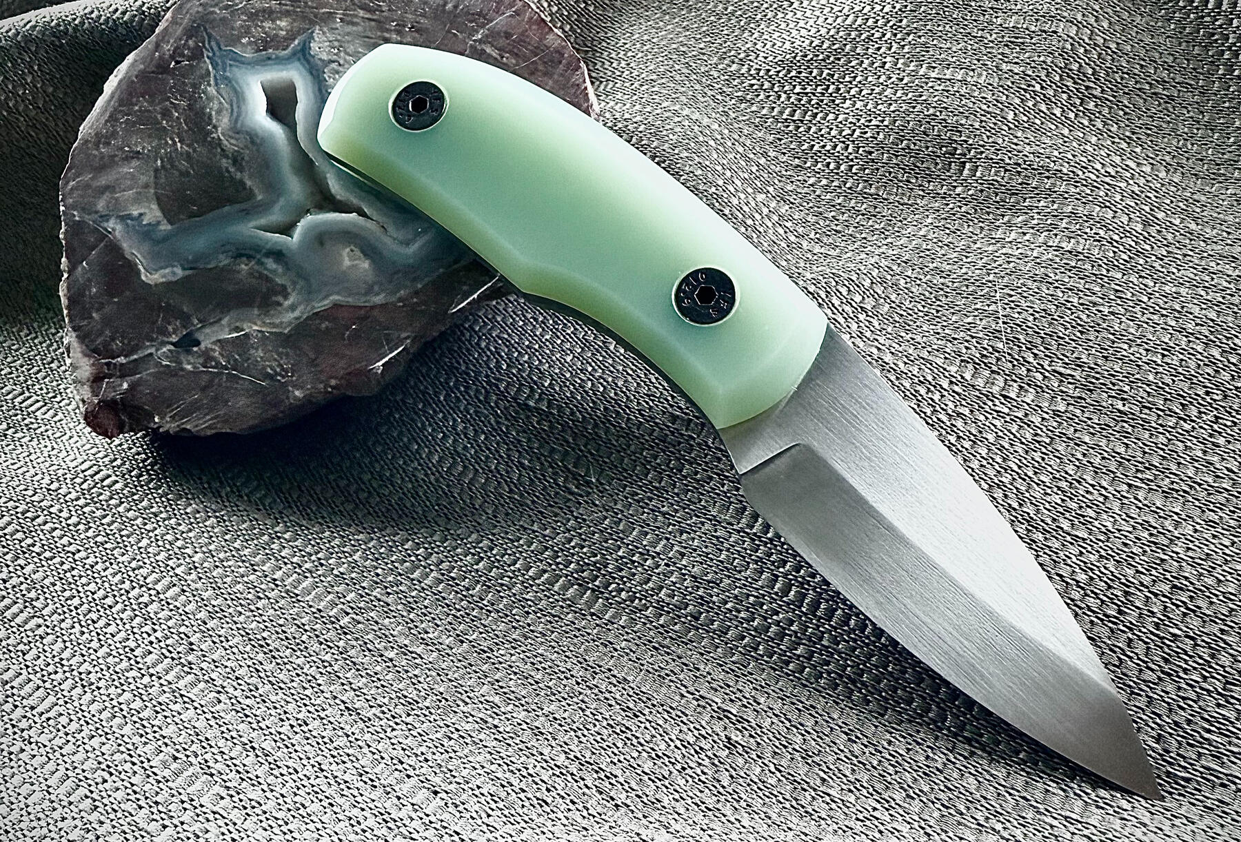 Mini Crafter I AEB-L stainless steel, Sabre Grind, Jade G-10 handle, Kydex Sheath with pocket clip $280